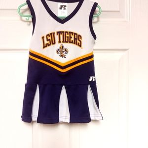 Toddler girl LSU cheerleader dress.